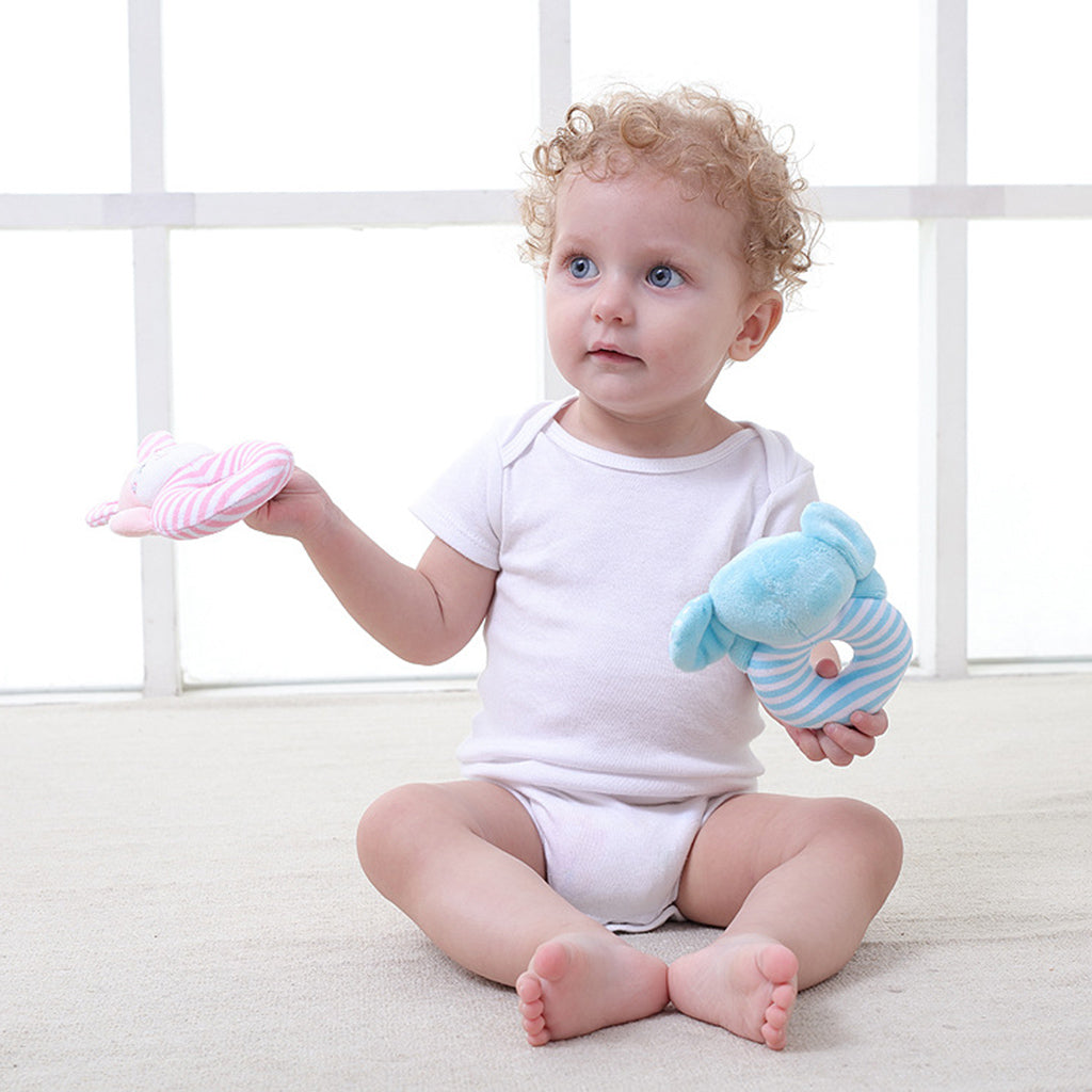 Animal Developmental Toy Bed Bells Baby Soft Toys Rattle Blue Elephant