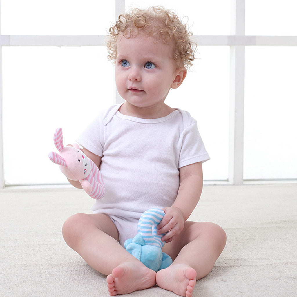 Animal Developmental Toy Bed Bells Baby Soft Toys Rattle Blue Elephant