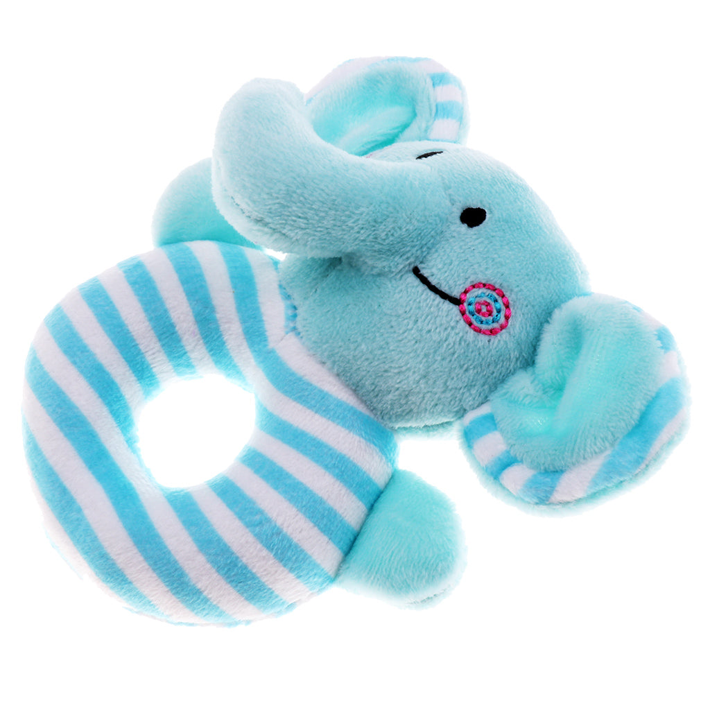 Animal Developmental Toy Bed Bells Baby Soft Toys Rattle Blue Elephant