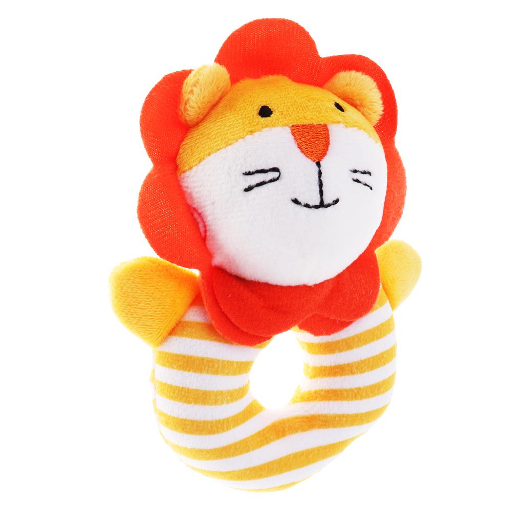 Animal Developmental Toy Bed Bells Baby Soft Toys Rattle Orange Lion
