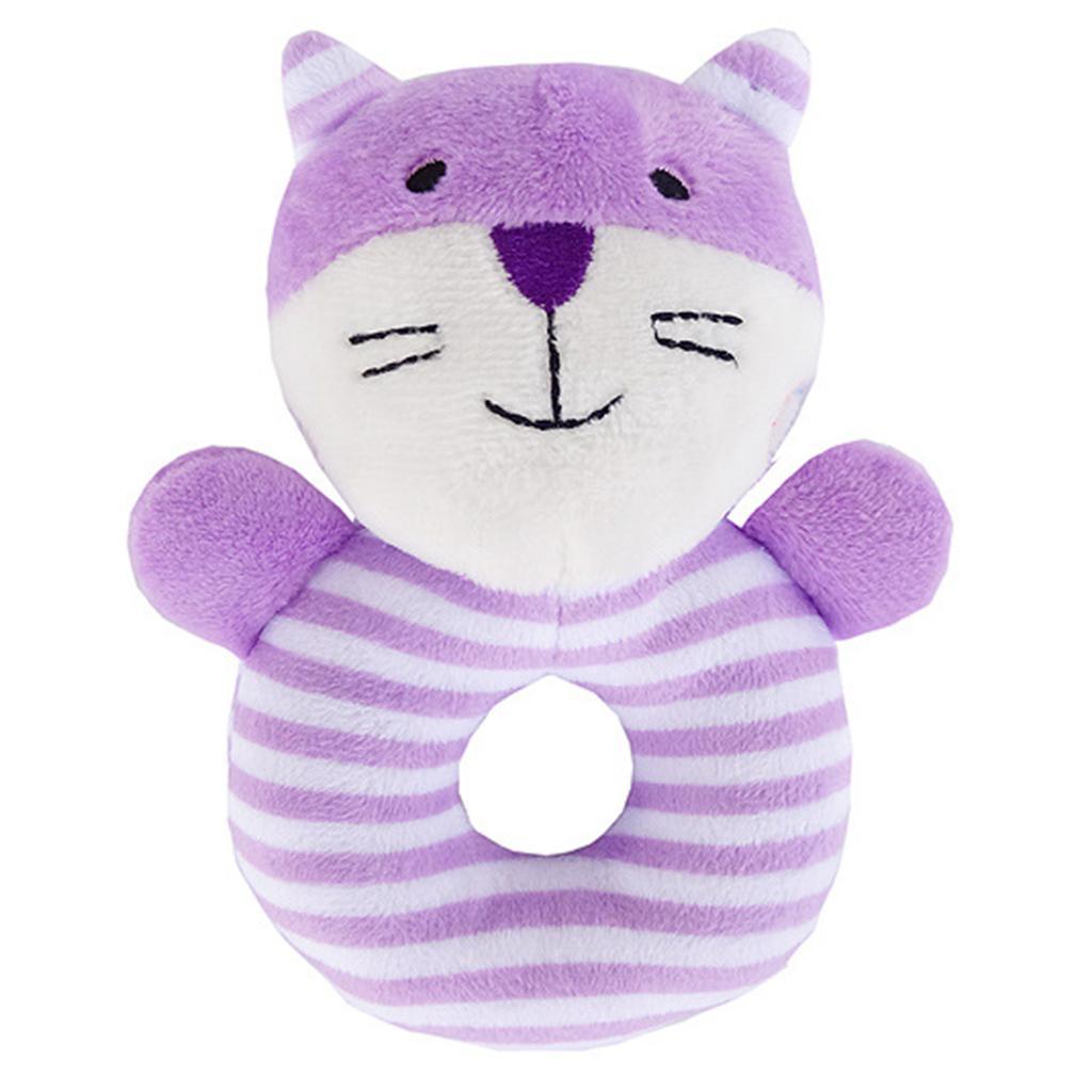 Animal Developmental Toy Bed Bells Baby Soft Toys Rattle Purple Cat