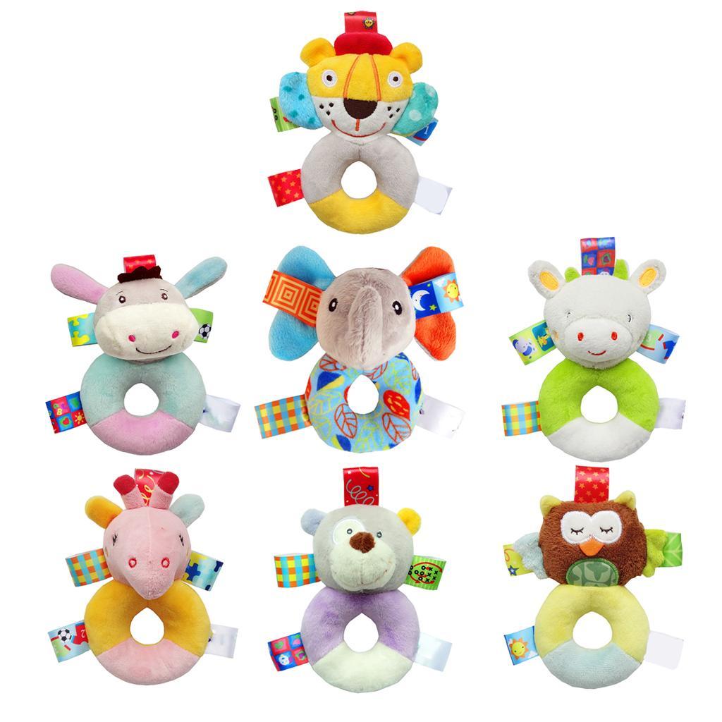 Baby Wrist Hand Bell Rattle Soft Plush Stuffed Educational Toy Elephant