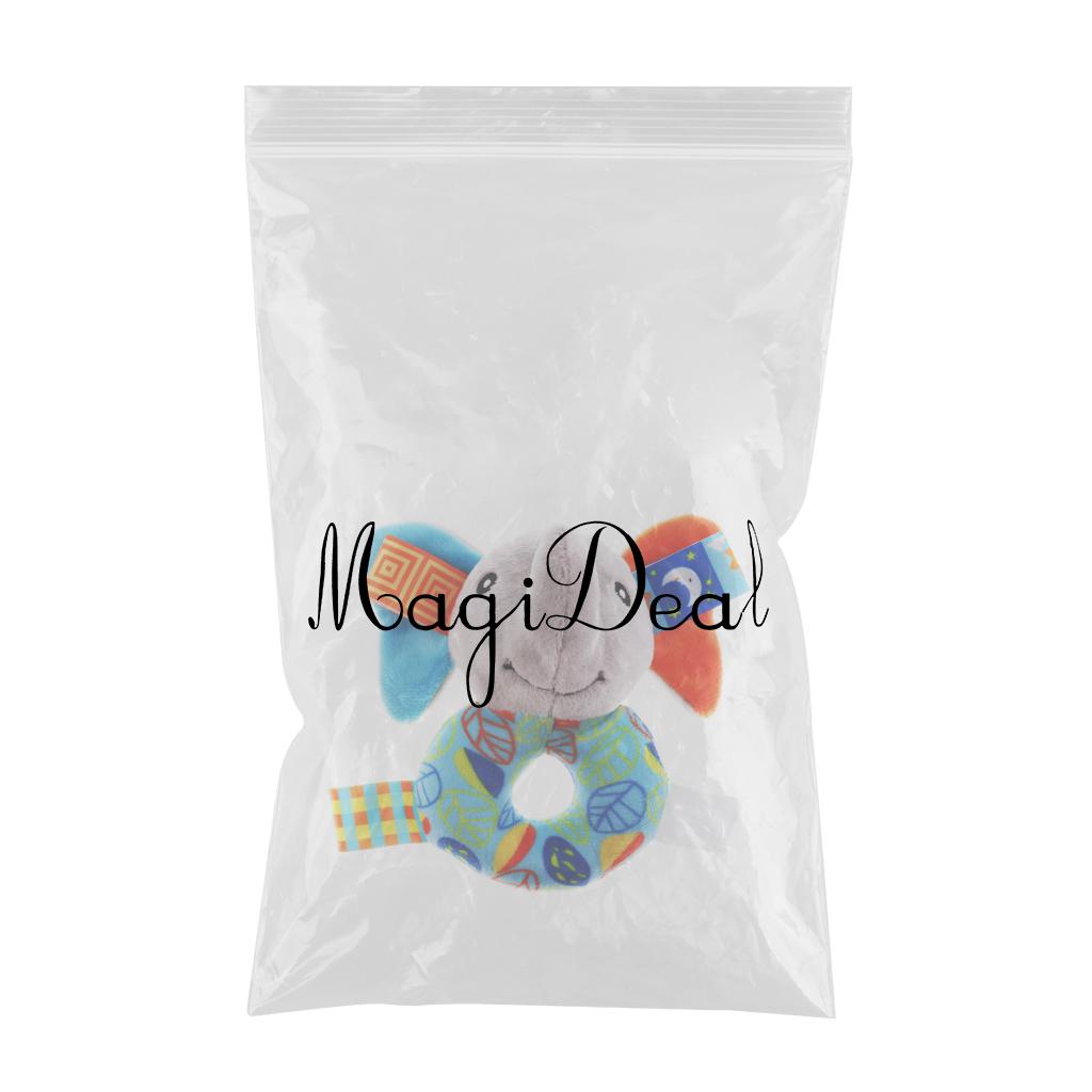 Baby Wrist Hand Bell Rattle Soft Plush Stuffed Educational Toy Elephant