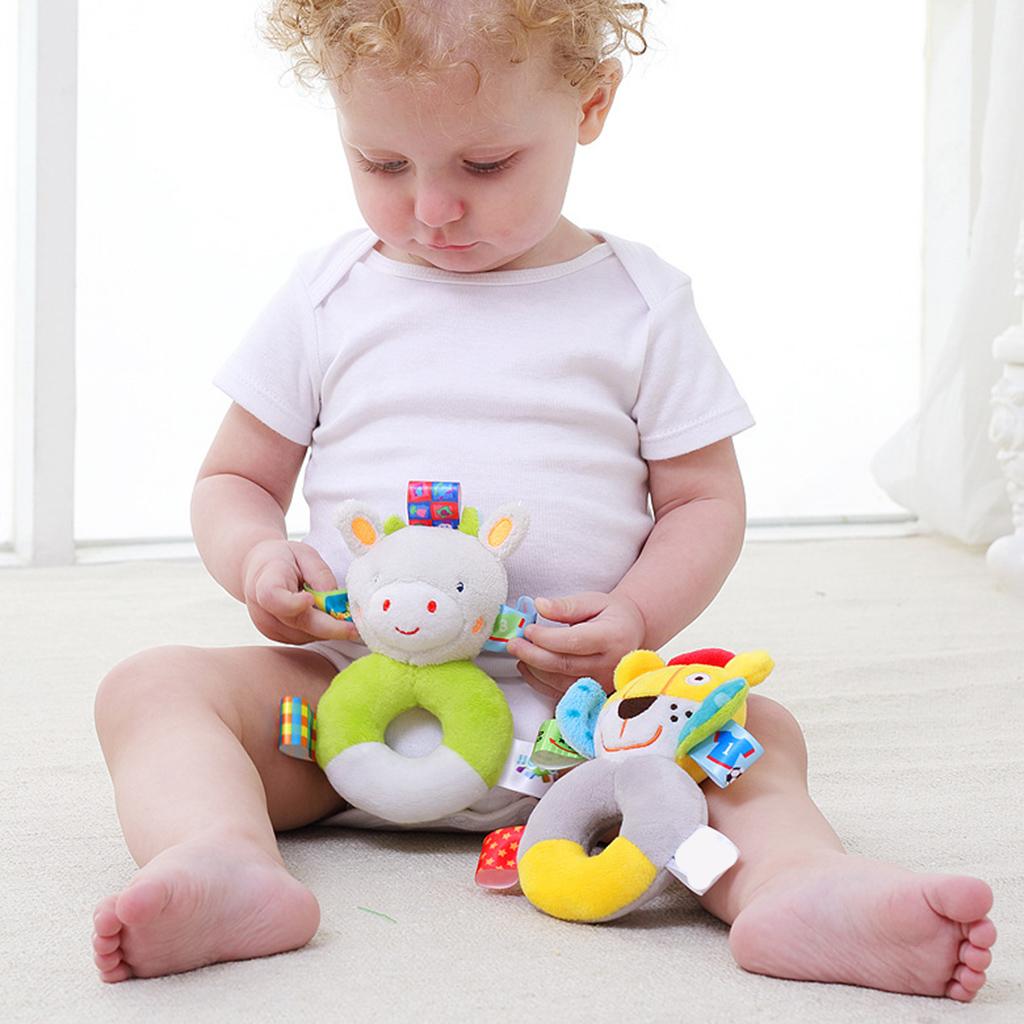 Baby Wrist Hand Bell Rattle Soft Plush Stuffed Educational Toy Lion