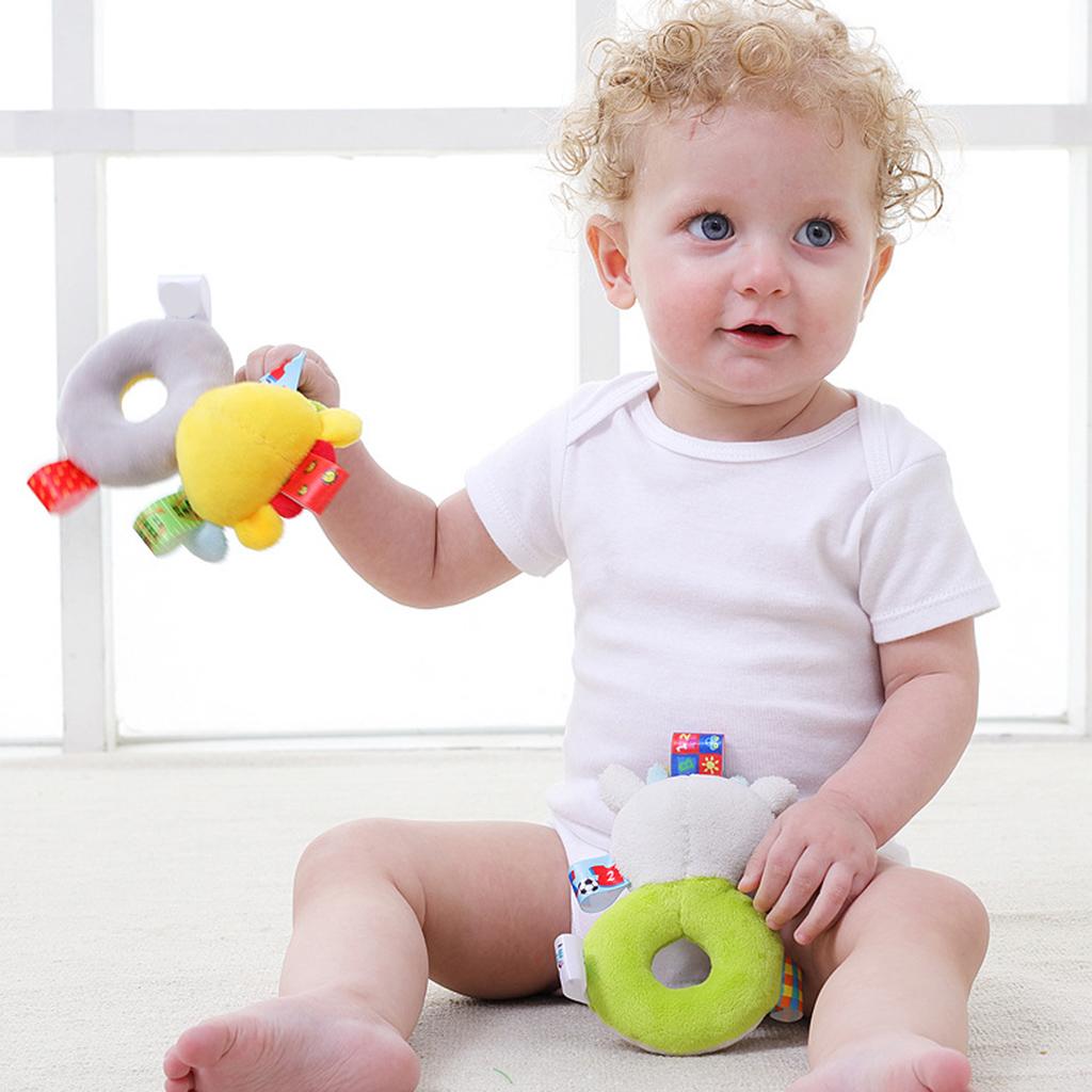 Baby Wrist Hand Bell Rattle Soft Plush Stuffed Educational Toy Lion