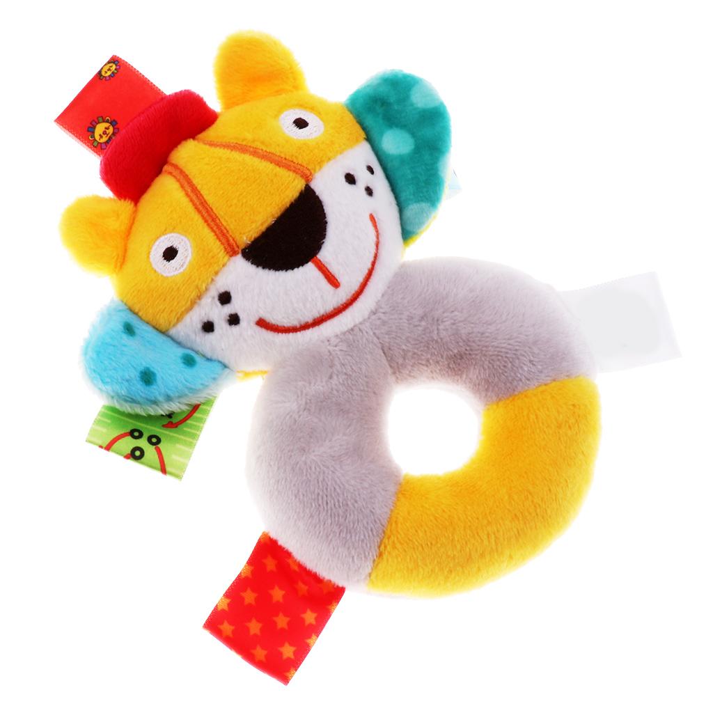 Baby Wrist Hand Bell Rattle Soft Plush Stuffed Educational Toy Lion