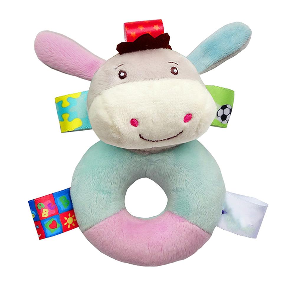 Baby Wrist Hand Bell Rattle Soft Plush Stuffed Educational Toy Donkey
