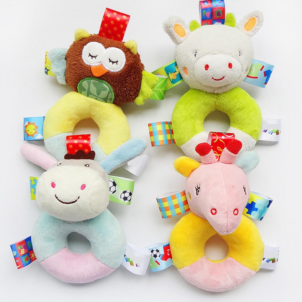 Baby Wrist Hand Bell Rattle Soft Plush Stuffed Educational Toy Donkey