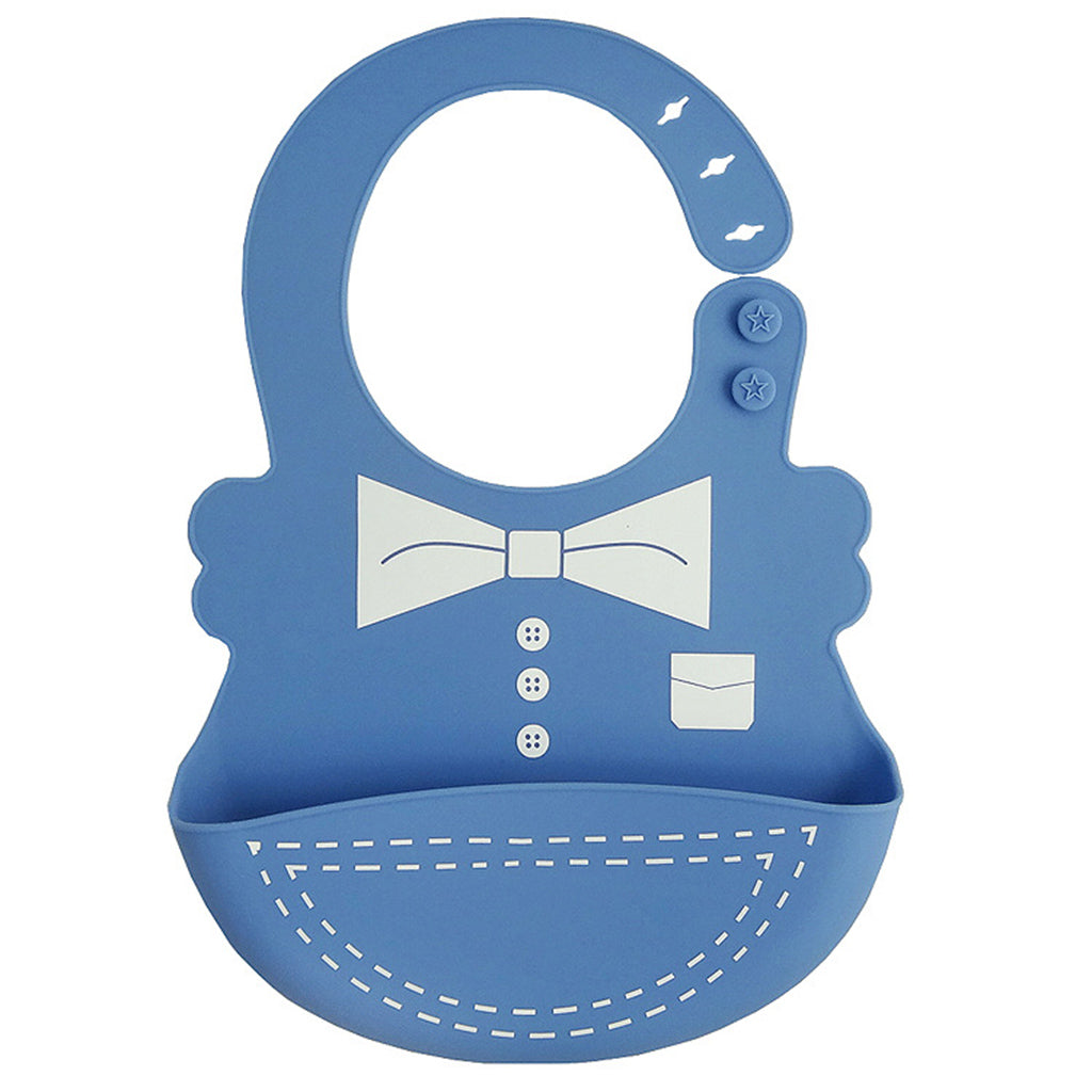 Baby Kid Washable Silicone Feeding Bib Adjustable Bib New Blue tie