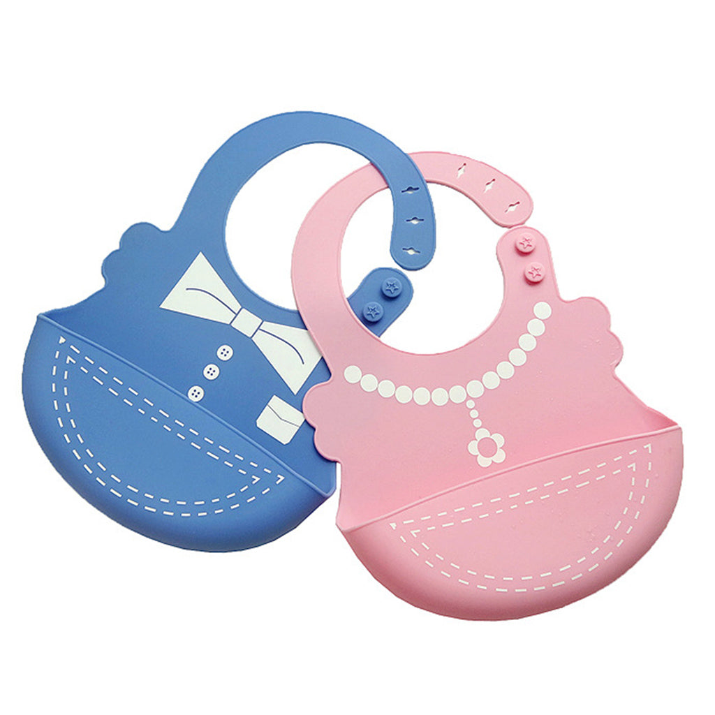 Baby Kid Washable Silicone Feeding Bib Adjustable Bib New Blue tie