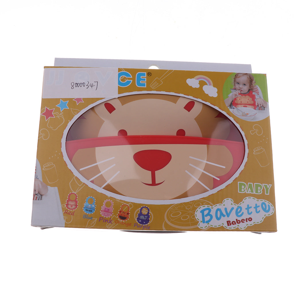 Baby Kid Washable Silicone Feeding Bib Adjustable Bib New Red Lion