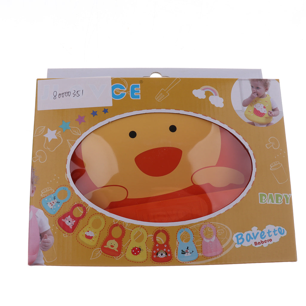Infant Baby Washable Silicone Feeding Bib Cute Cartoon Bib L Duck