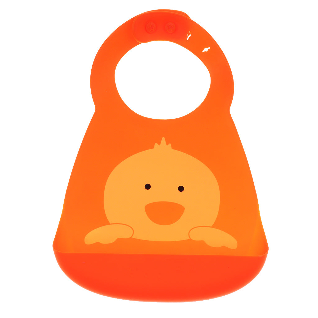 Infant Baby Washable Silicone Feeding Bib Cute Cartoon Bib L Duck