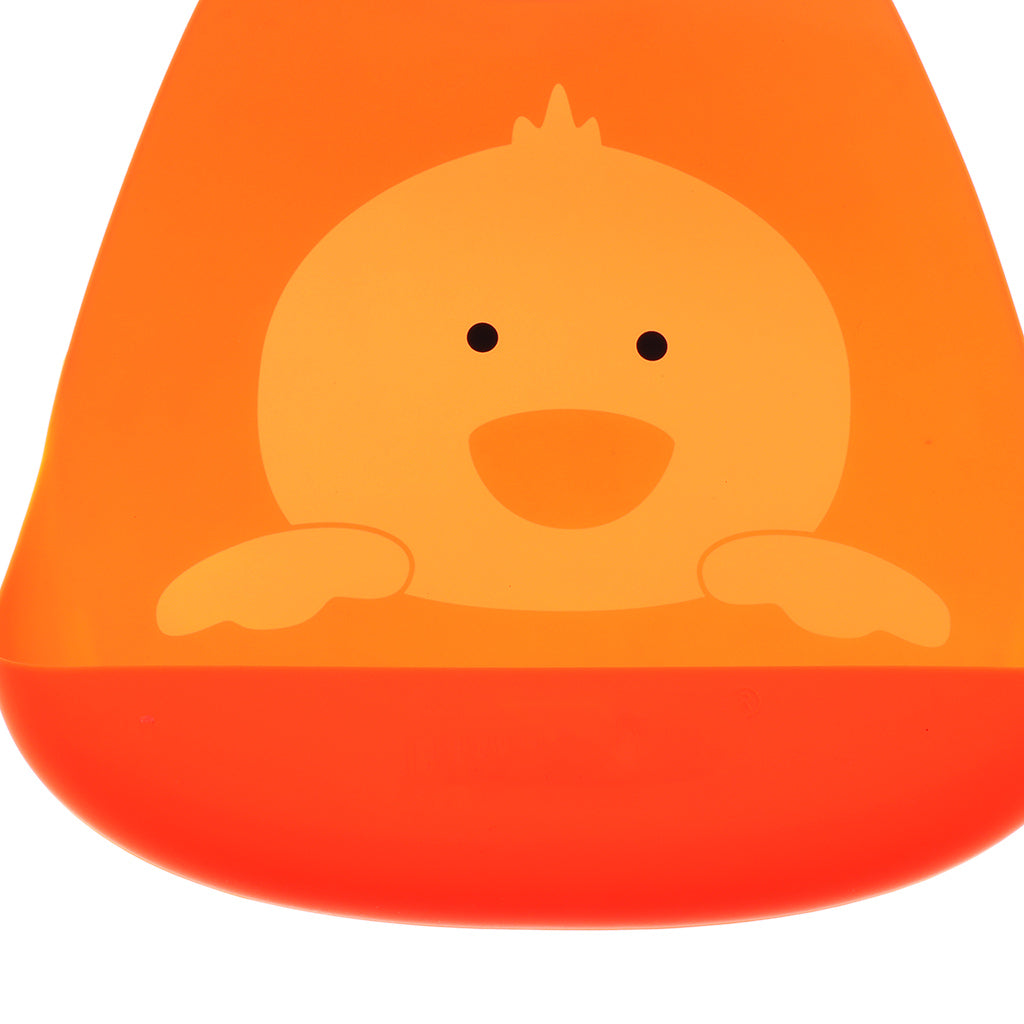 Infant Baby Washable Silicone Feeding Bib Cute Cartoon Bib L Duck
