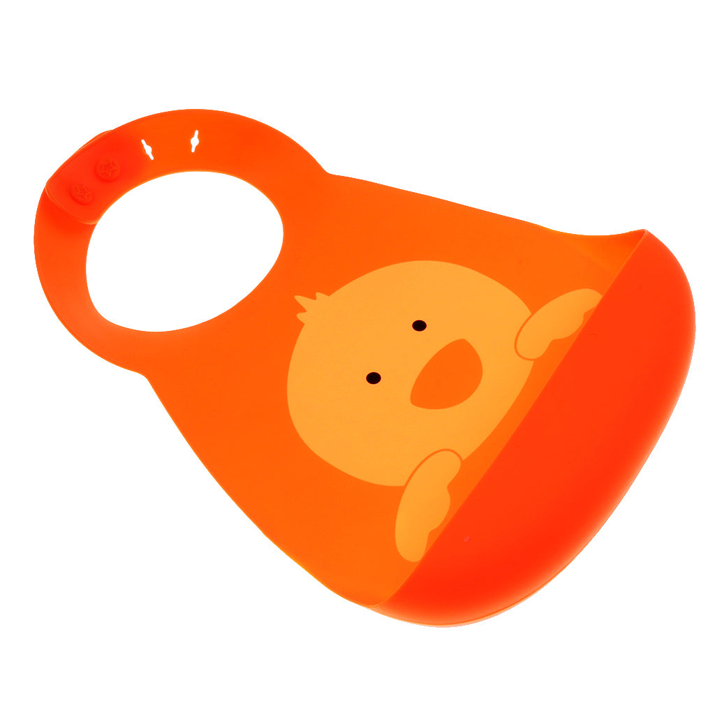 Infant Baby Washable Silicone Feeding Bib Cute Cartoon Bib L Duck