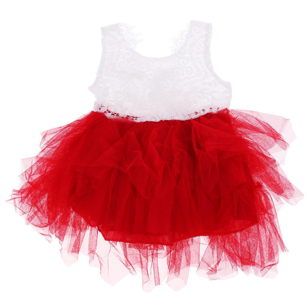 Baby Girls Lace Princess Wedding Pageant Party Birthday Dress 2T Red
