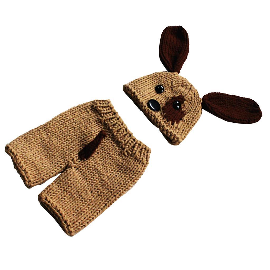 0-3Months Baby Boy Girl Crochet Cute Puppy Hat Outfits Photo Photography Prop