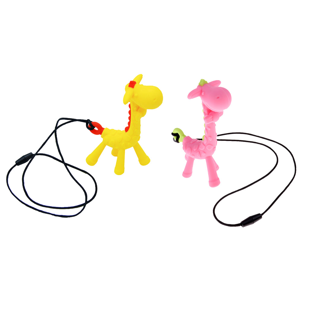 Baby BPA Free Silicone Giraffe Teething Necklace Nursing Teether Yellow