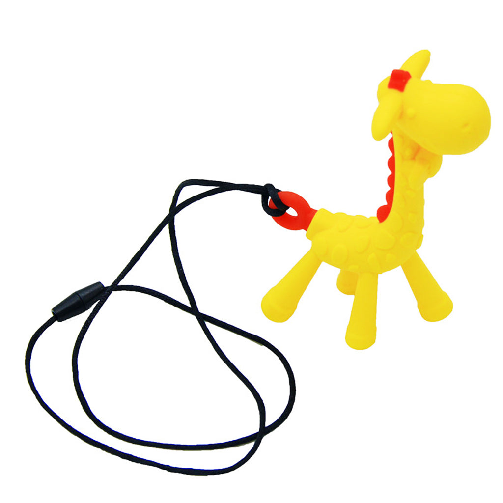 Baby BPA Free Silicone Giraffe Teething Necklace Nursing Teether Yellow