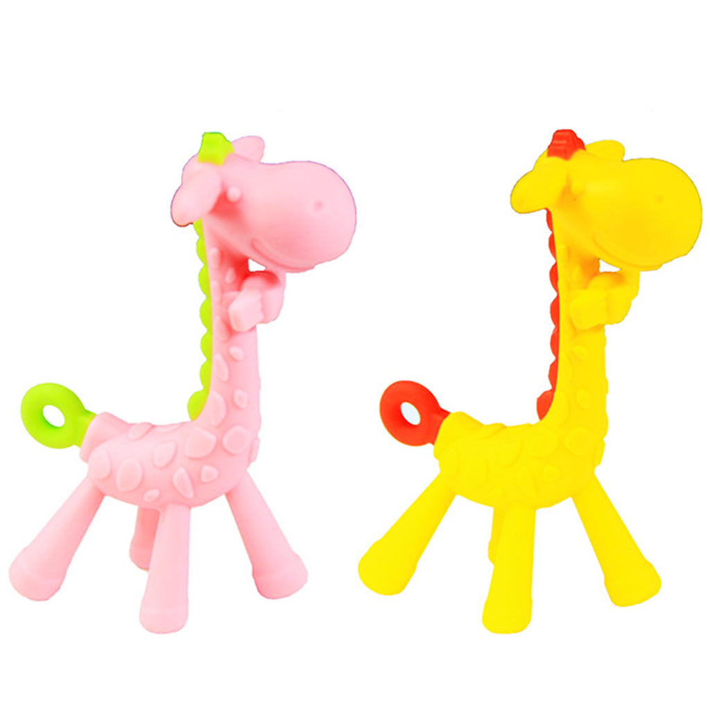 Baby BPA Free Silicone Giraffe Teething Necklace Nursing Teether Yellow