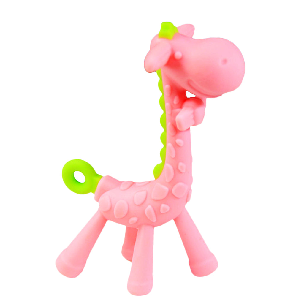 Baby BPA Free Silicone Giraffe Teething Necklace Nursing Teether Pink