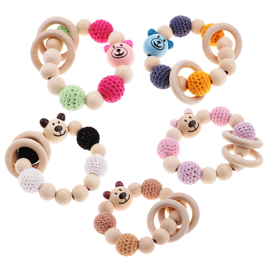 Baby Wooden Teether Nursing Bracelet Food Grade Style 1