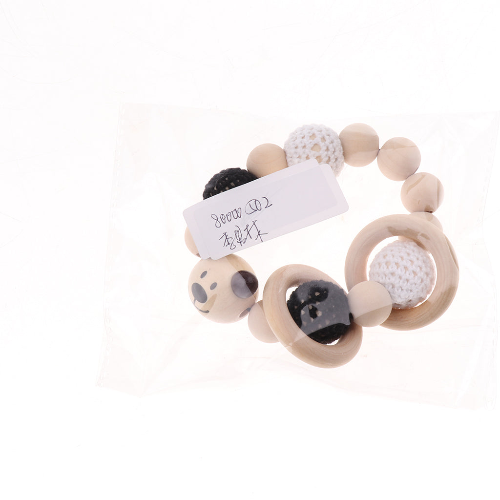 Baby Wooden Teether Nursing Bracelet Food Grade Style 3