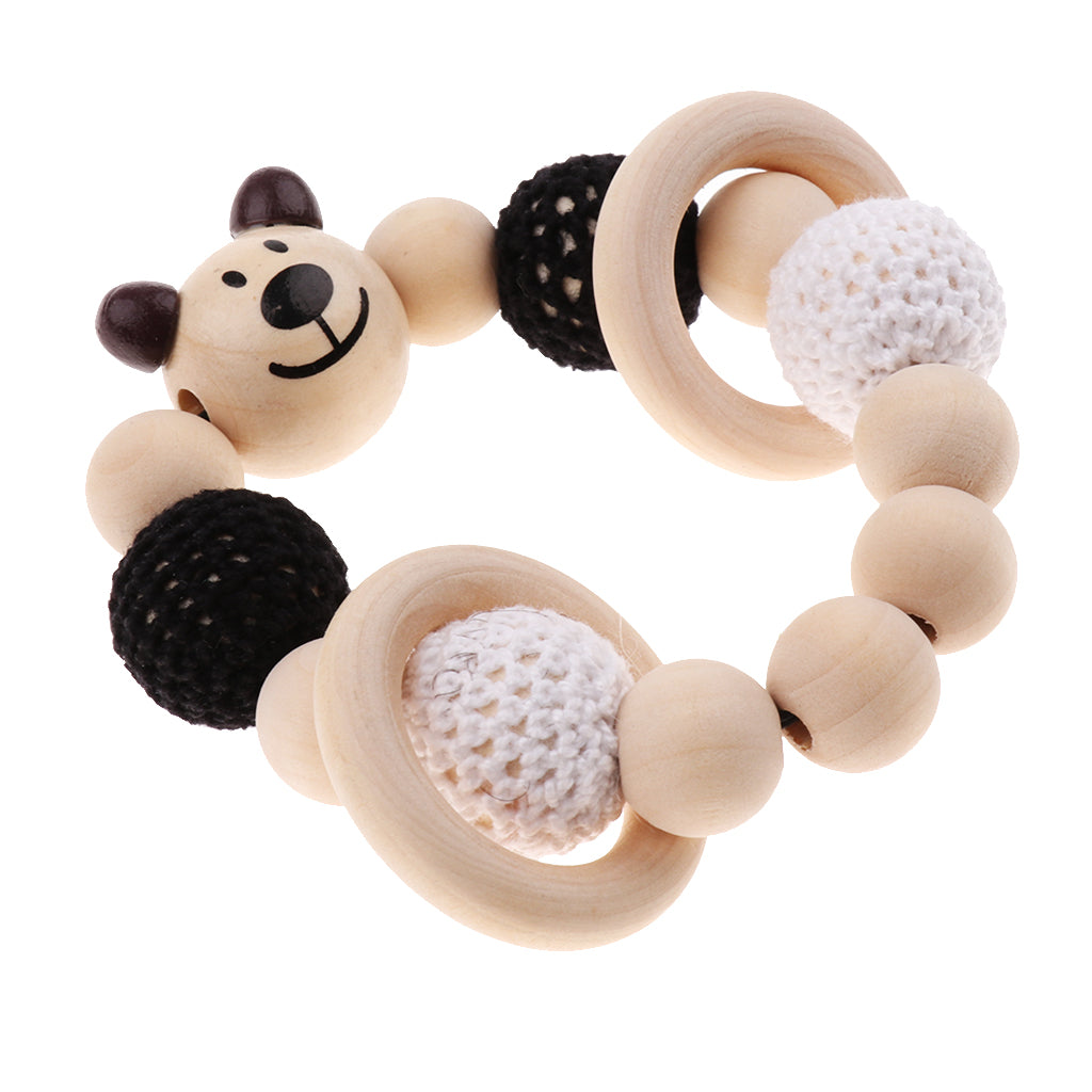 Baby Wooden Teether Nursing Bracelet Food Grade Style 3