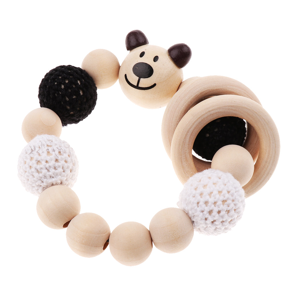 Baby Wooden Teether Nursing Bracelet Food Grade Style 3