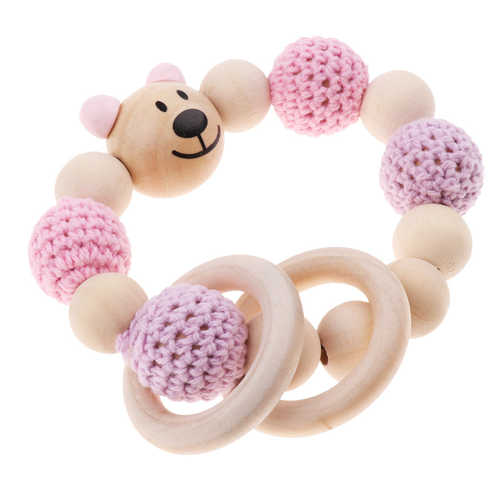 Baby Wooden Teether Nursing Bracelet Food Grade Style 4