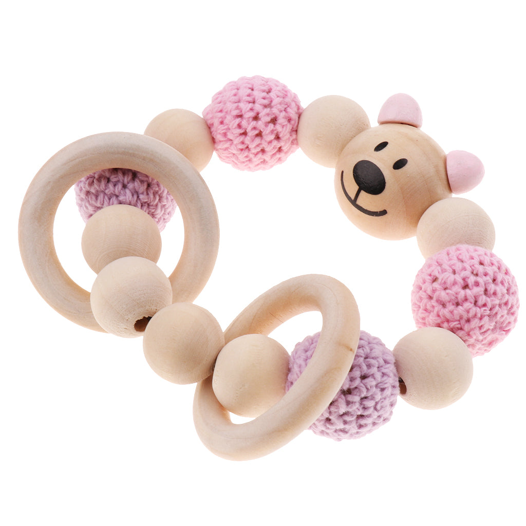Baby Wooden Teether Nursing Bracelet Food Grade Style 4
