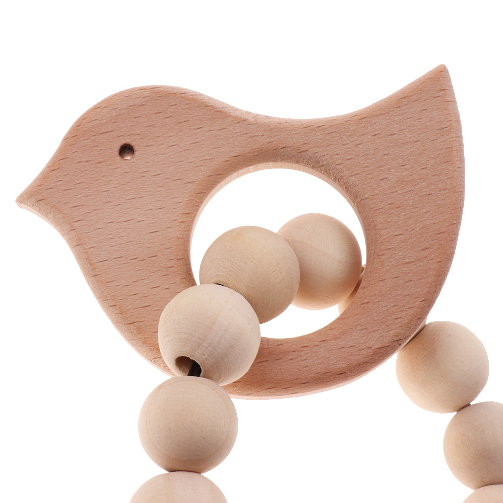 Natural Wooden Baby Teether Wood Teething Bracelet Ring Star