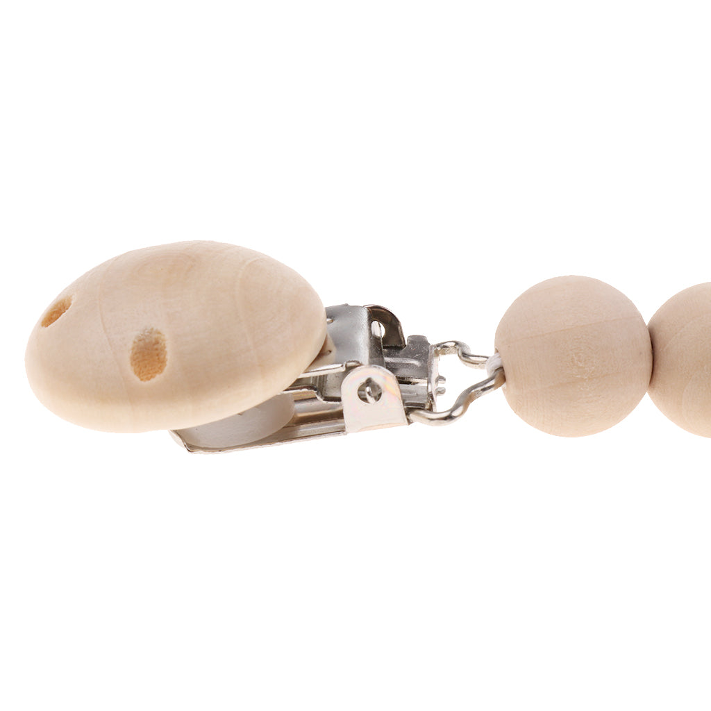 Baby Wooden Pacifier Clip Holder Nature Teething Chewable Infant Toy Style 2