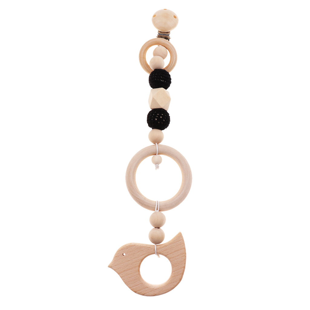 Baby Wooden Pacifier Clip Holder Nature Teething Chewable Infant Toy Style 2