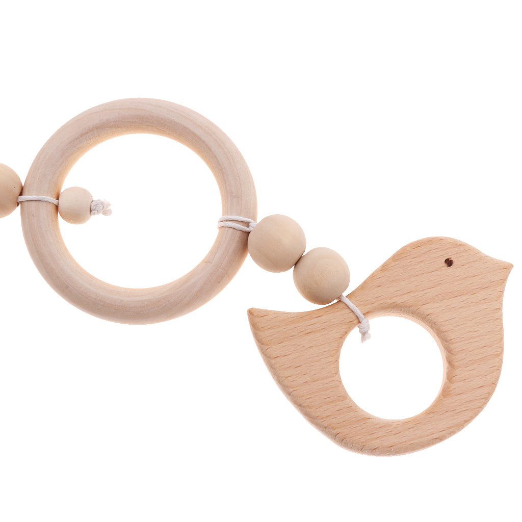 Baby Wooden Pacifier Clip Holder Nature Teething Chewable Infant Toy Style 2