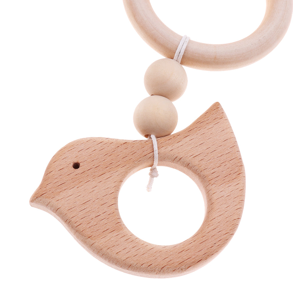Baby Wooden Pacifier Clip Holder Nature Teething Chewable Infant Toy Style 3