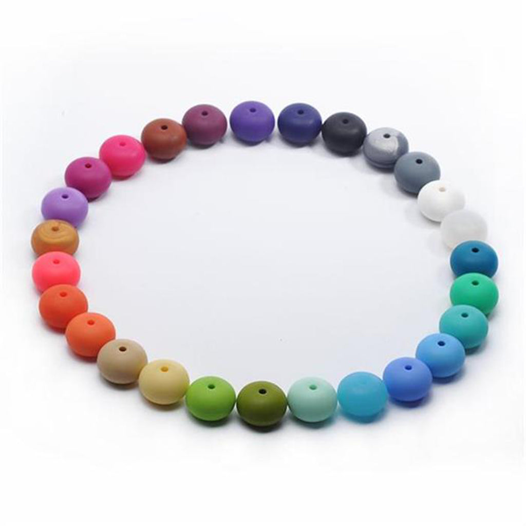 Baby BPA Free Silicone Teething NecklaceTeether Round Beads Gray
