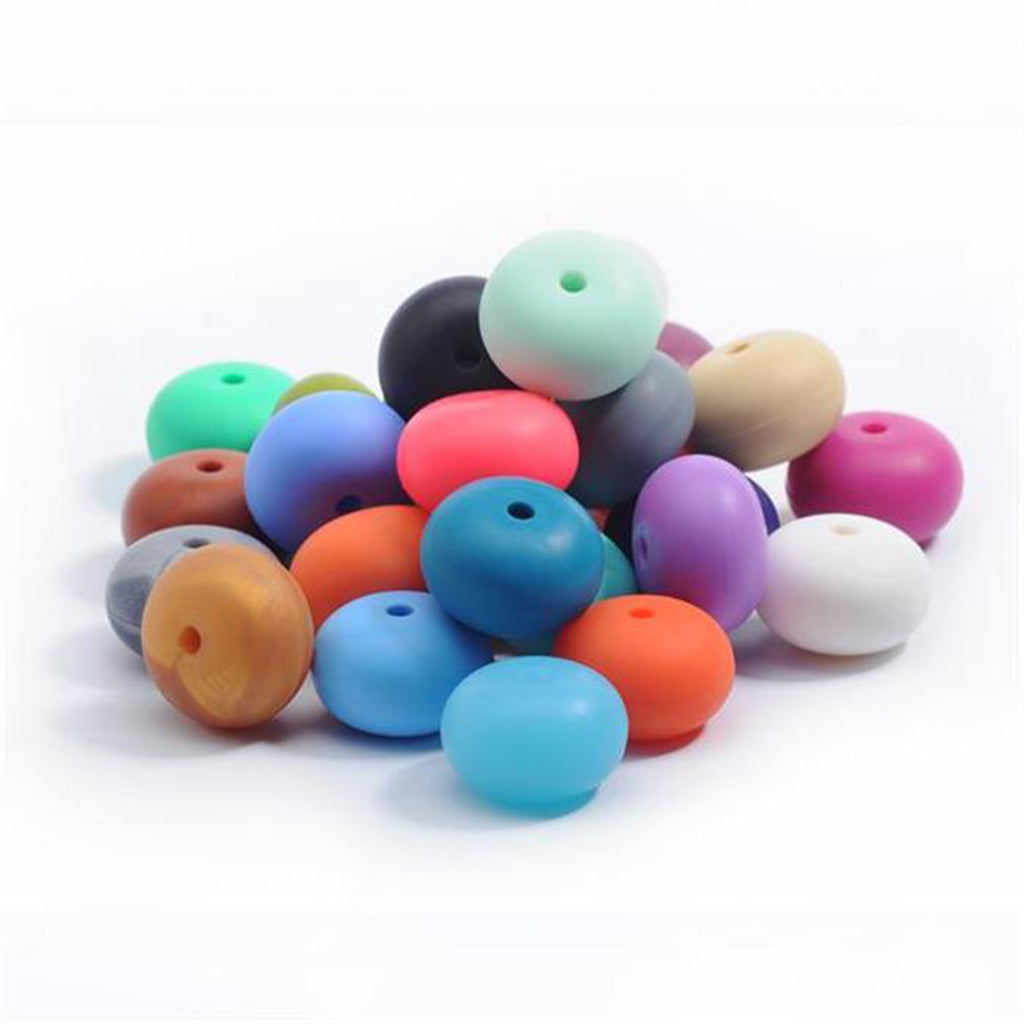 Baby BPA Free Silicone Teething NecklaceTeether Round Beads Gray