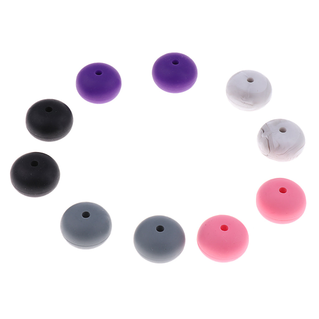 Baby BPA Free Silicone Teething NecklaceTeether Round Beads Mixed-color