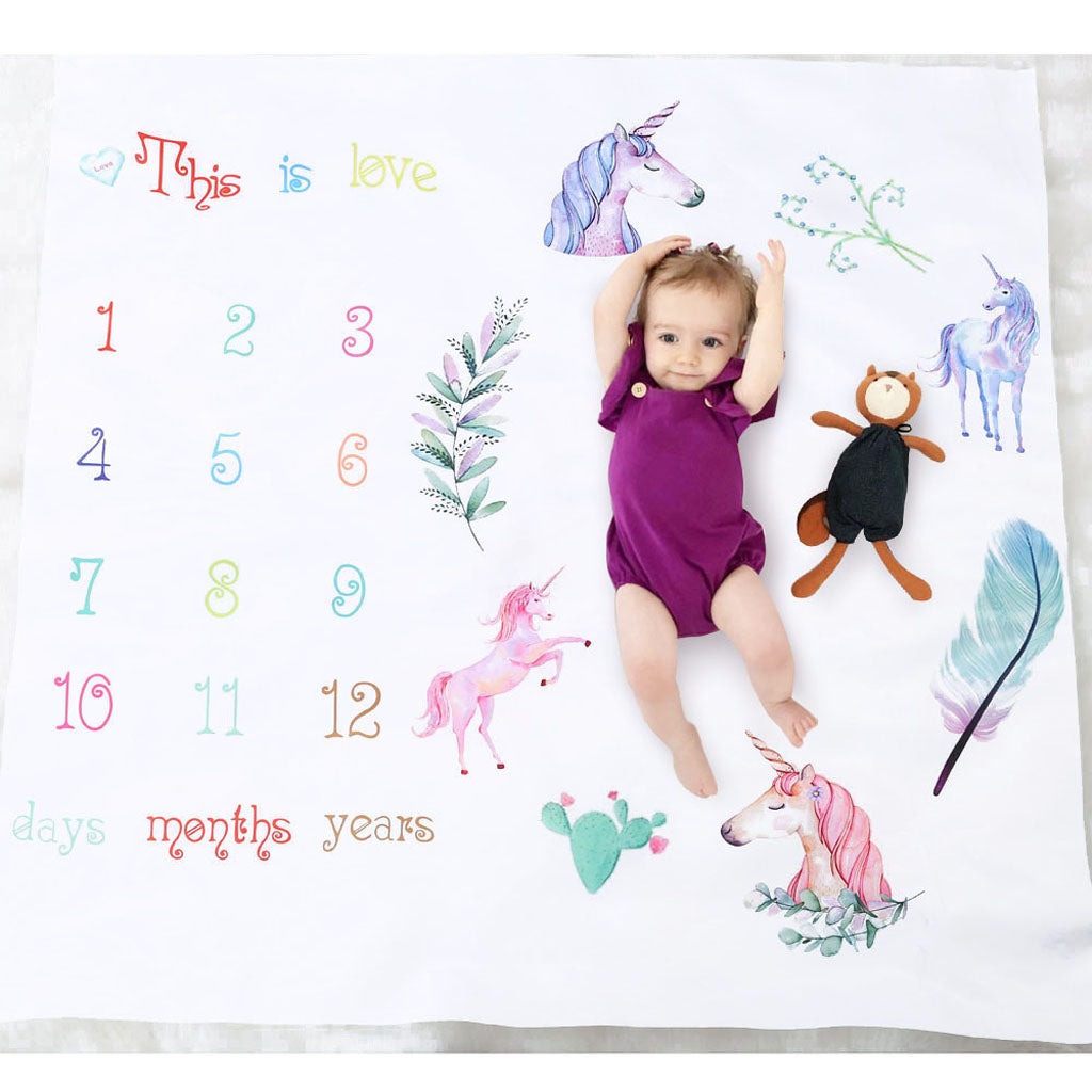 Newborn Baby Letter Milestone Blanket Photography Photo Props Shoots Unicorn