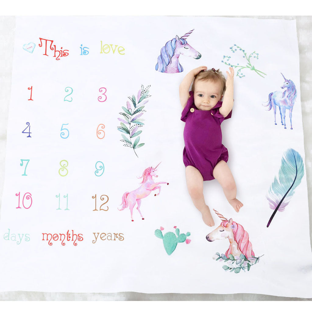 Newborn Baby Letter Milestone Blanket Photography Photo Props Shoots Unicorn