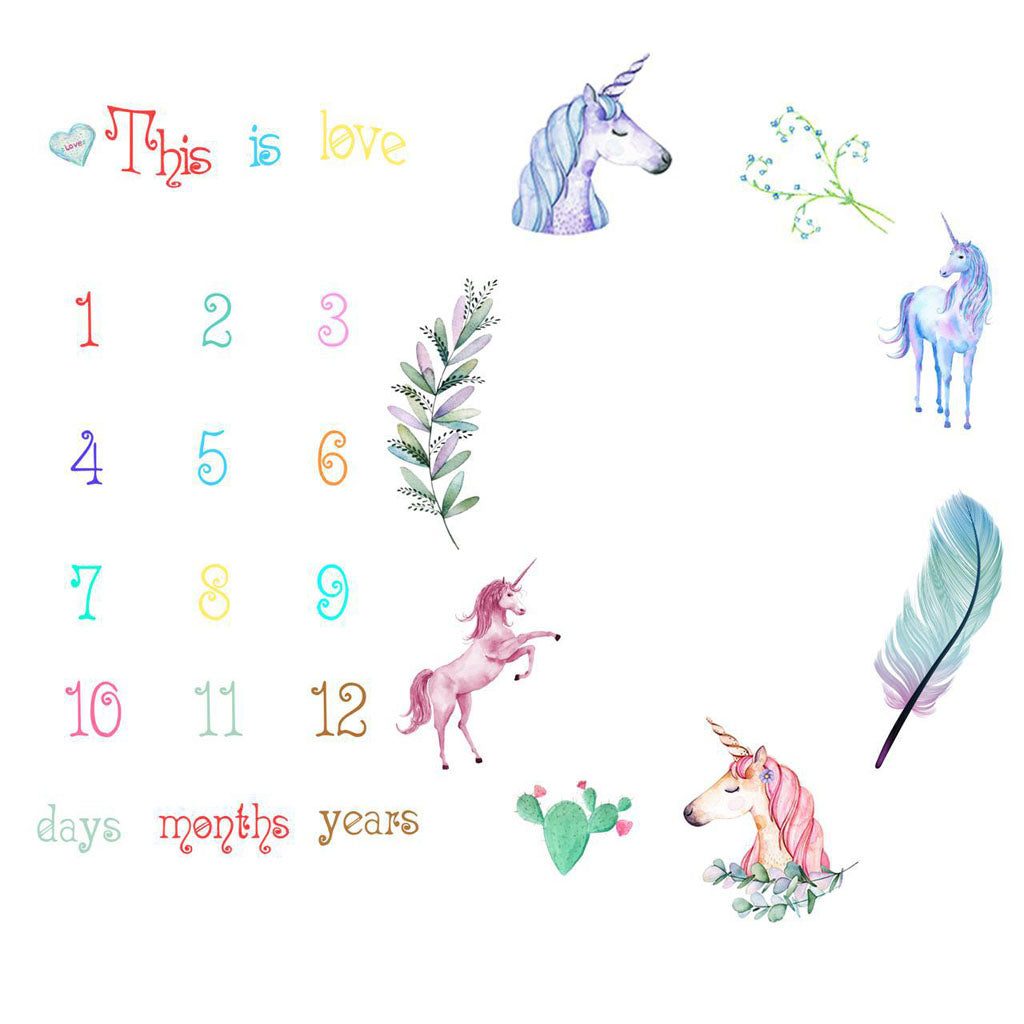 Newborn Baby Letter Milestone Blanket Photography Photo Props Shoots Unicorn