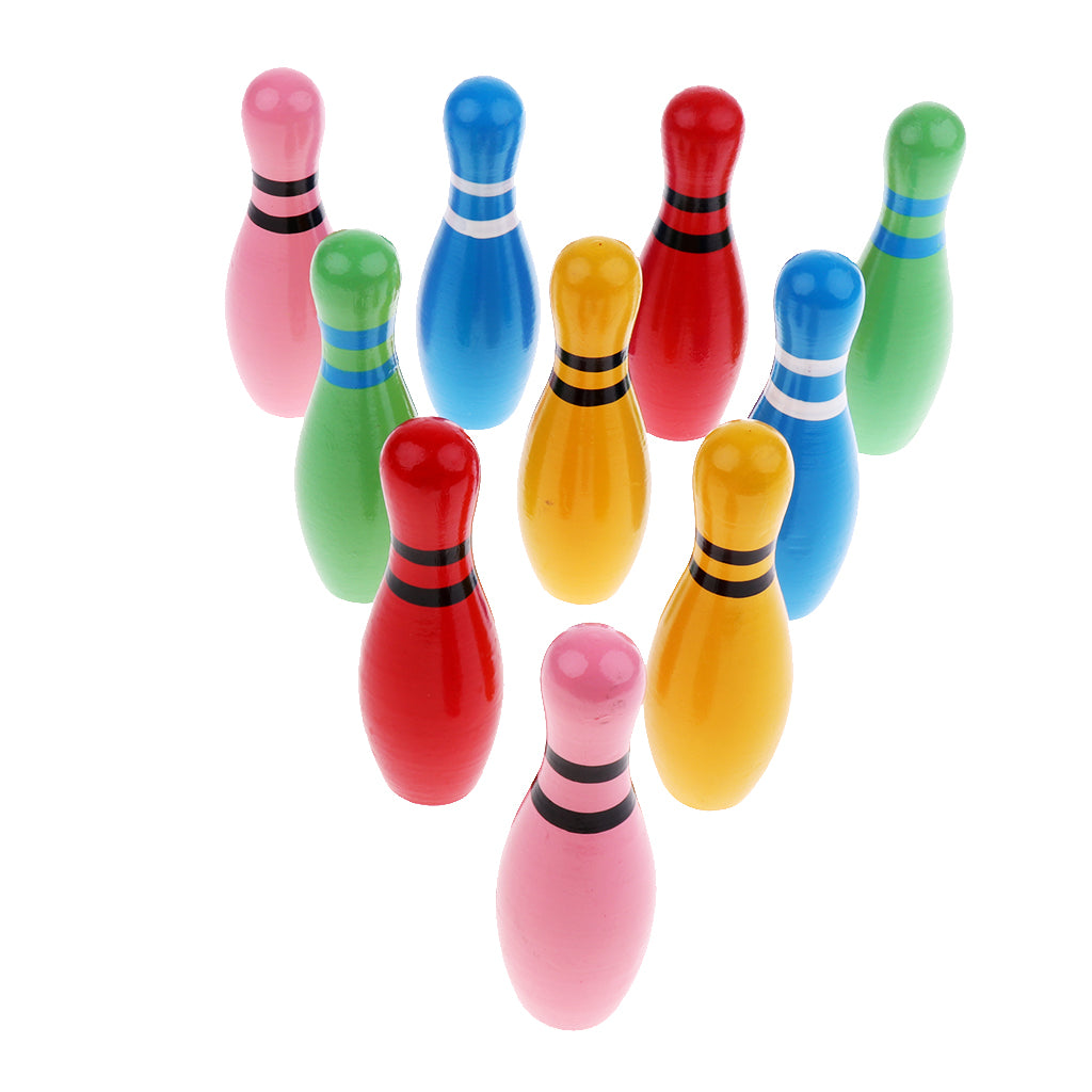 10 Pin Skittle 2 Balls Bowling Set Indoor Outdoor Party Game Toy Kid Child