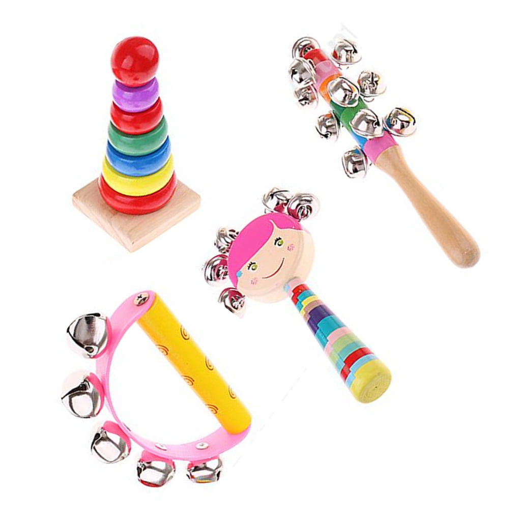 Wooden Childrens Musical Instrument Toy Percussion Sound 4Pcs