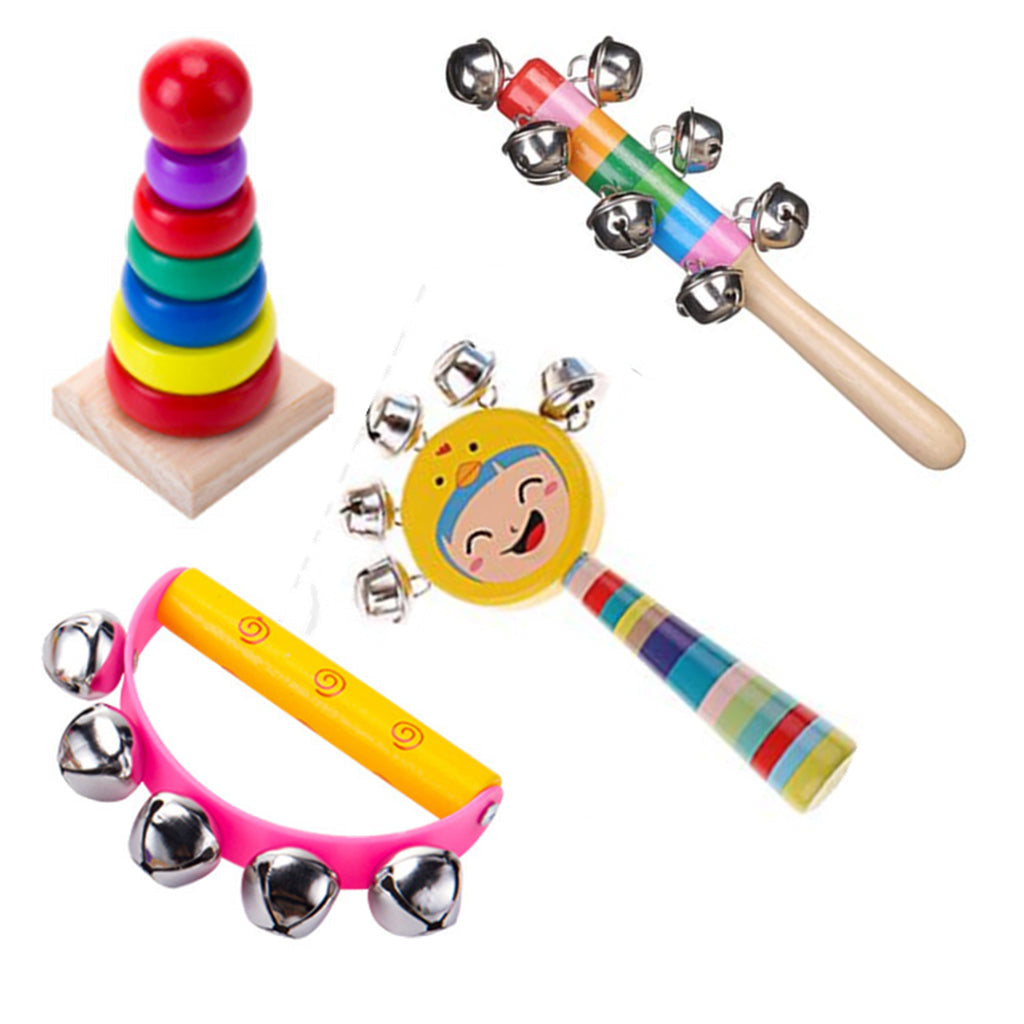 Wooden Childrens Musical Instrument Toy Percussion Sound 4Pcs
