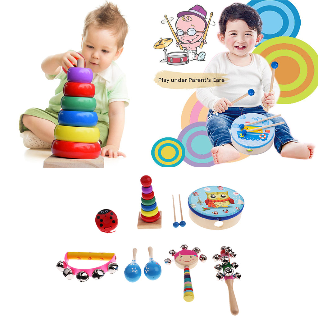 Wooden Childrens Musical Instrument Toy Percussion Sound 8Pcs