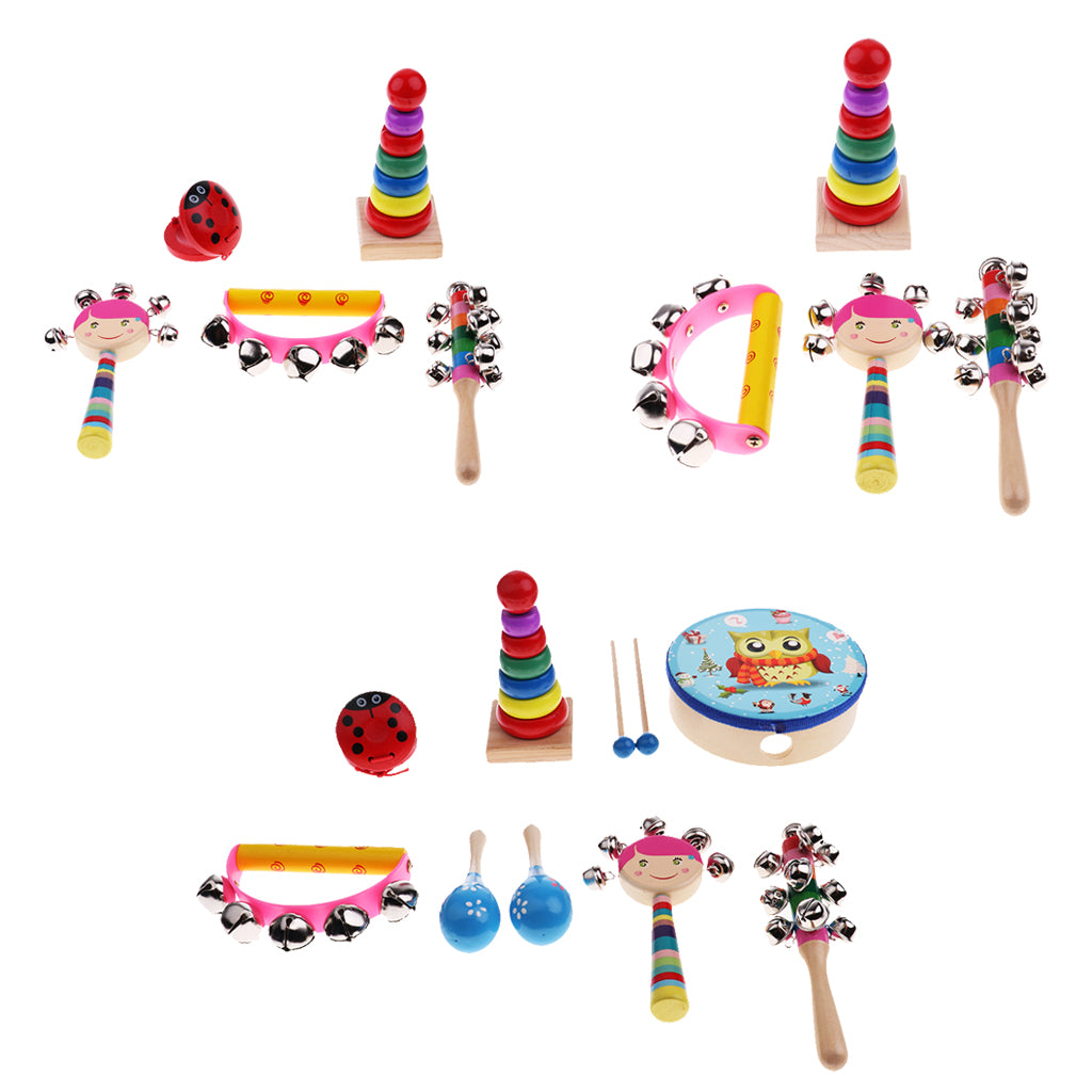 Wooden Childrens Musical Instrument Toy Percussion Sound 8Pcs