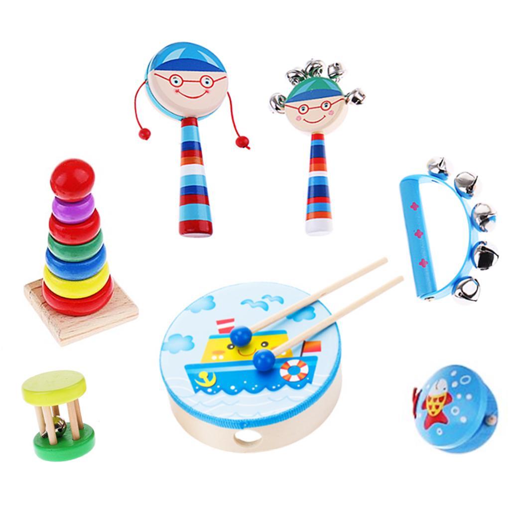 Kids Mini Band Musical Instruments Rhythm Xylophone Set for Percussion Toy Boy-7 Pcs-2