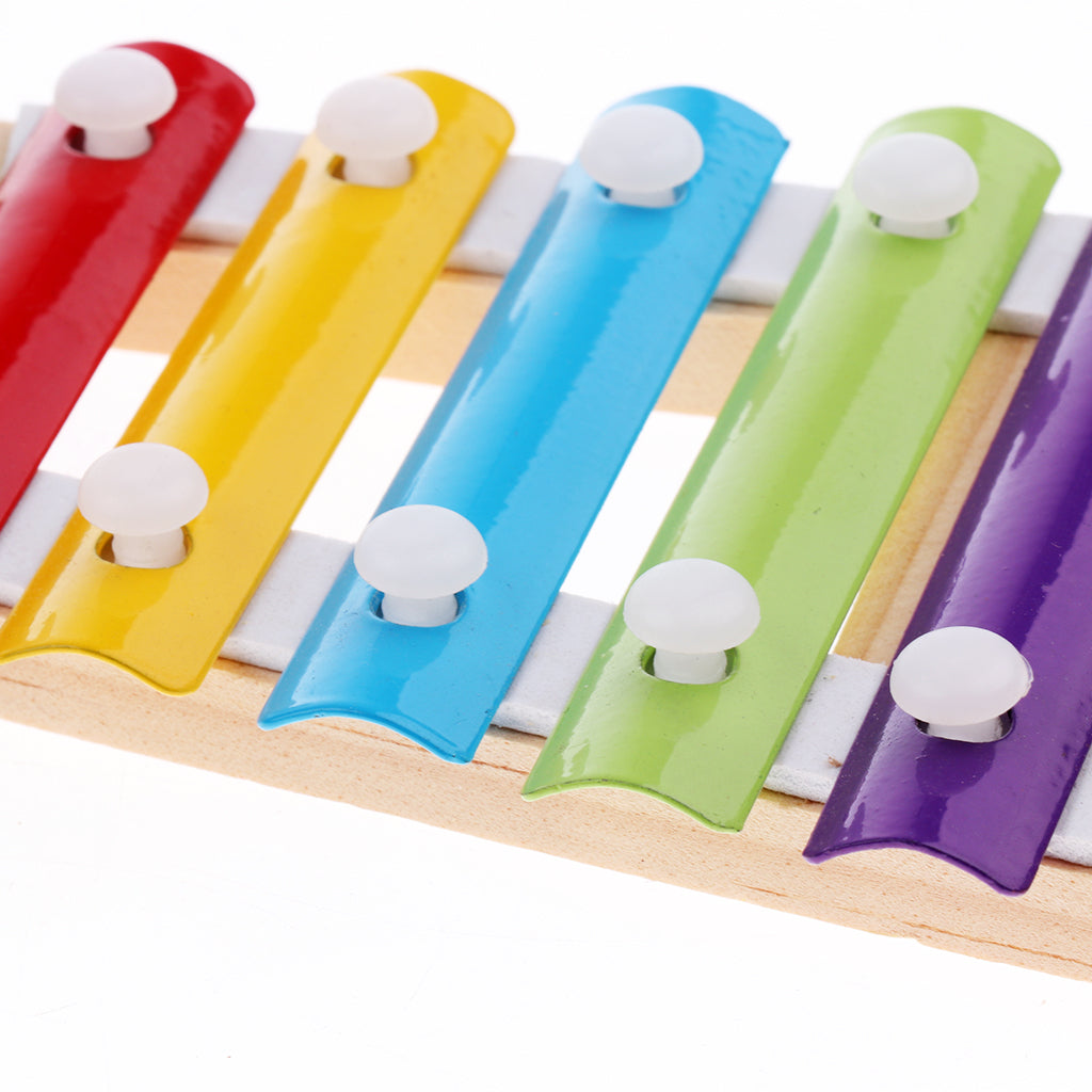 Wooden Xylophone Musical Toy for Kids - With Clear Sounding Metal Keys and Two Child-Safe Wooden Mallets