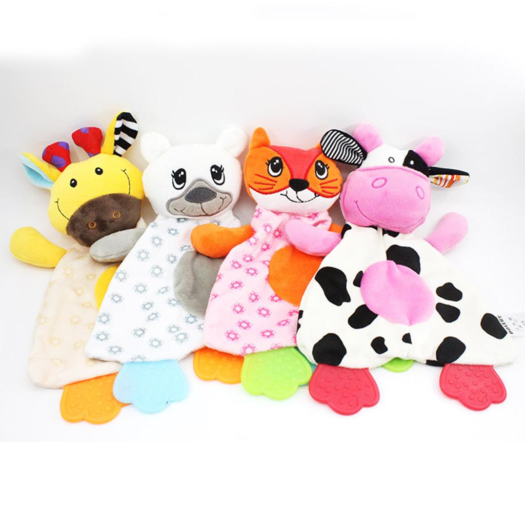 Baby Animal Soft Plush with BB Hand Rattle Security Blanket Deer